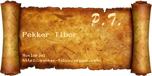 Pekker Tibor névjegykártya